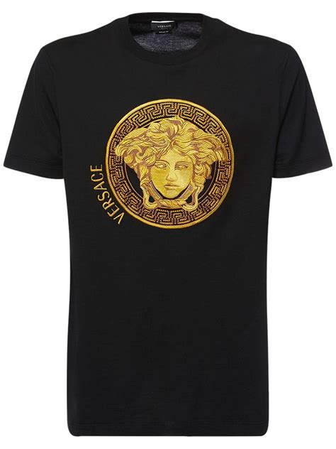 versace medusa logo crewneck t-shirt|Versace Medusa shirt men's uk.